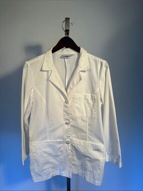Landau White Medical Lab Jacket with Patch Pockets